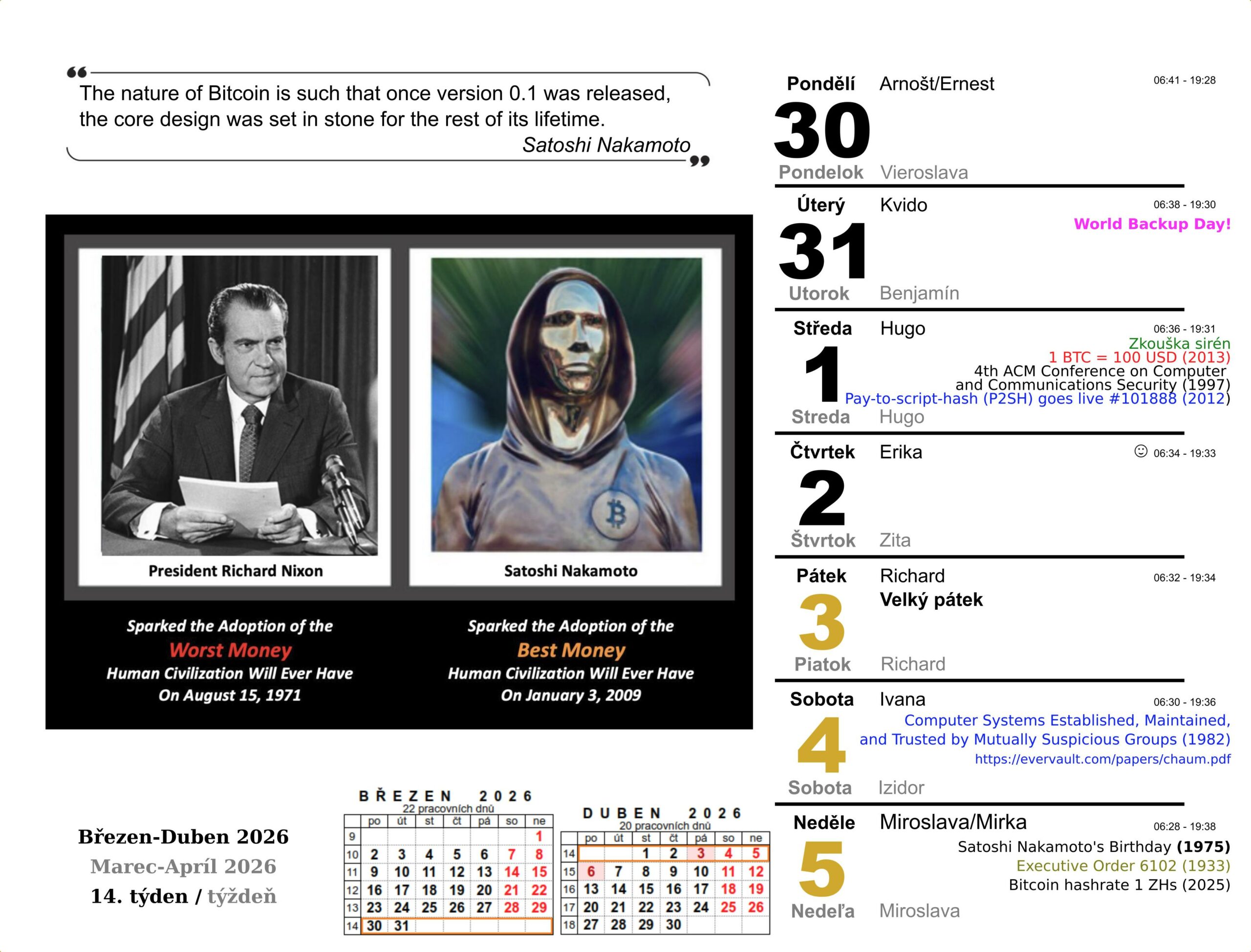 btc kalendář 14. týden 2026