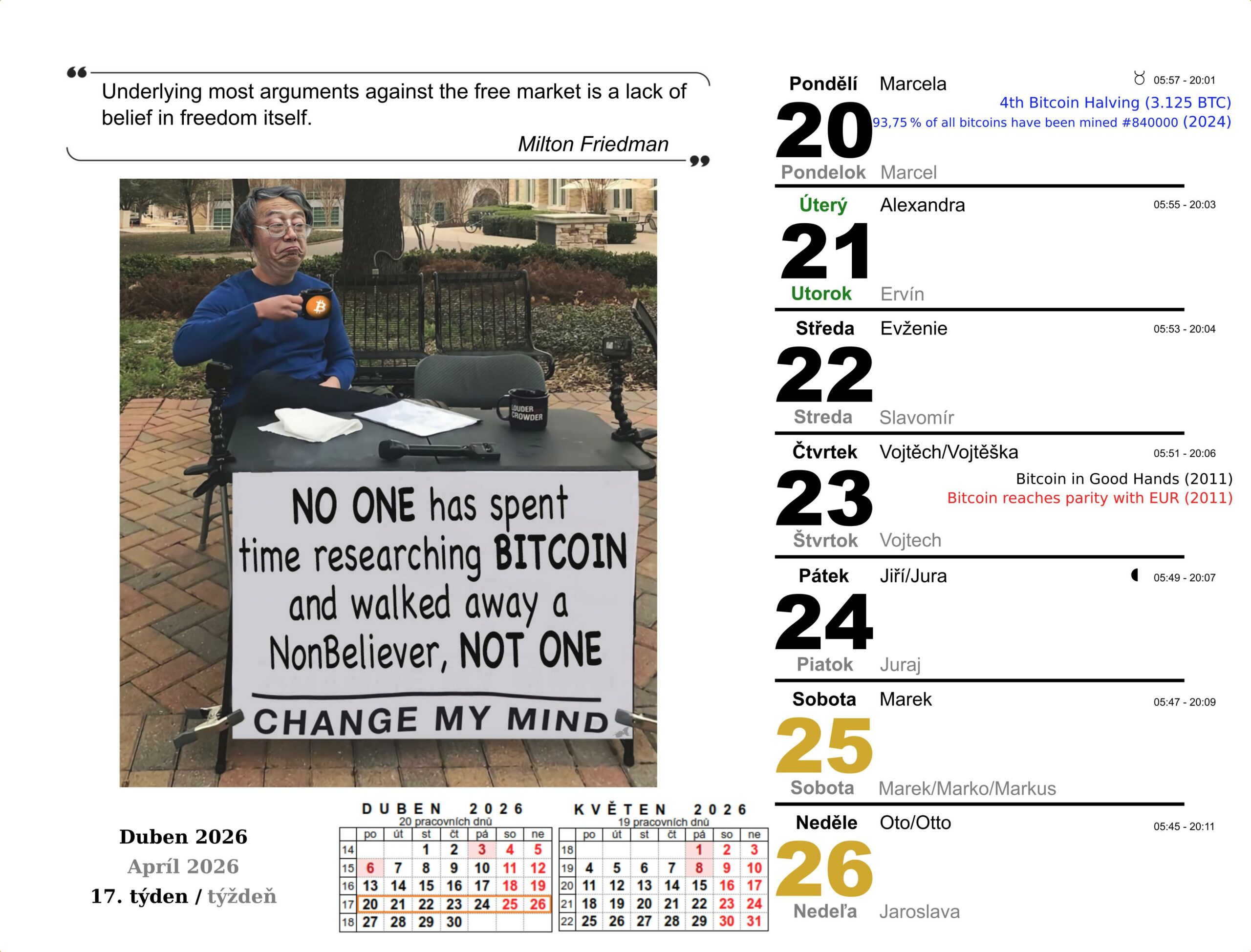 btc kalendář 17. týden 2026